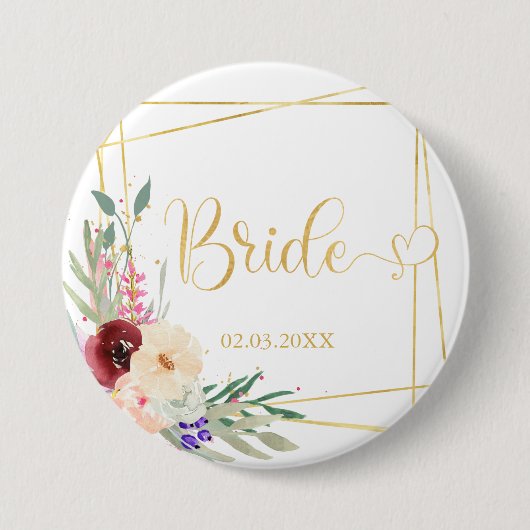Team Bride. Modern Geometrik Ronde Button 7,6 Cm (Voorkant)