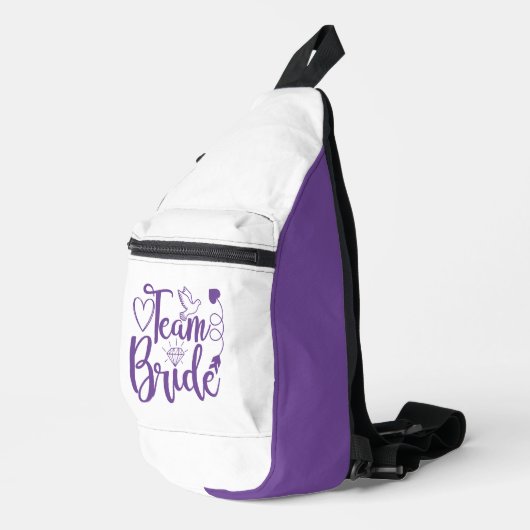 Team Bride Paarse Wit Sling Bag (Rechterhoek)