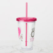 Team Bride Pink Champagne Diamond Ring Wedding Acryl Drinkbeker (Rechts)