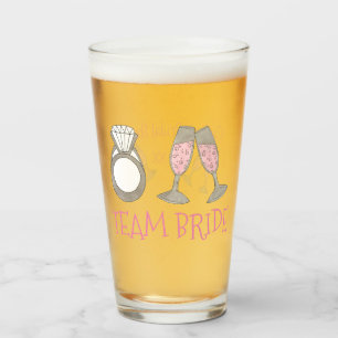 Team Bride Pink Champagne Diamond Ring Wedding Glas