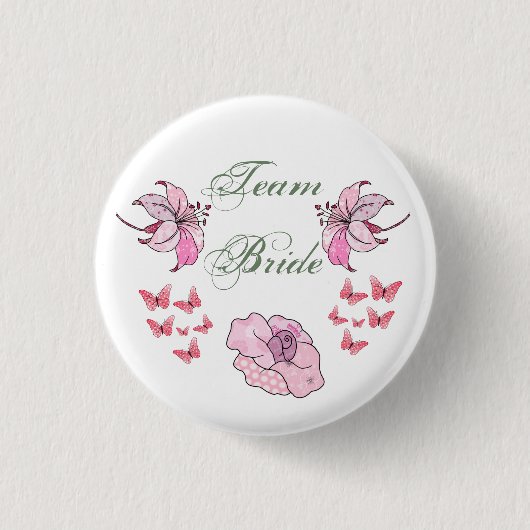 Team Bride, rosa Ronde Button 3,2 Cm (Voorkant)