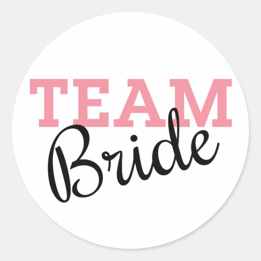 Team Bride Roze Manuscript Ronde Sticker (Voorkant)