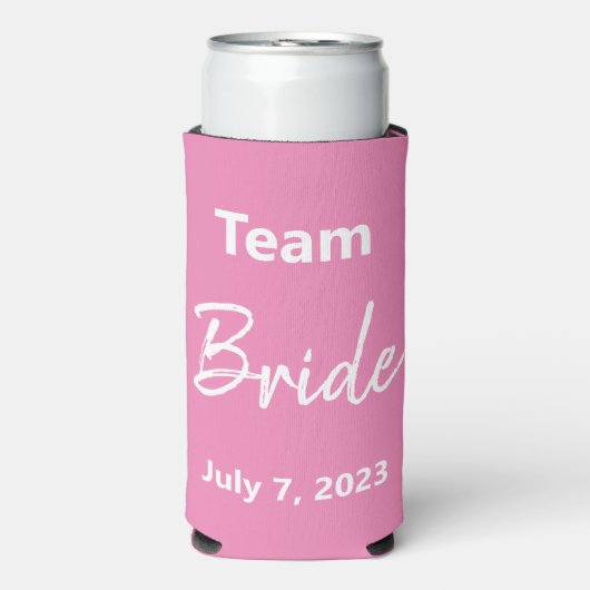 Team Bride - Roze & Wit - Weddenschap (Seltzer Voorkant)