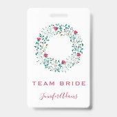 Team Bride Rustic Floral & Greenery Wreath Wedding Badge (Achterkant)