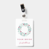 Team Bride Rustic Floral & Greenery Wreath Wedding Badge (Voorzijde met clip)