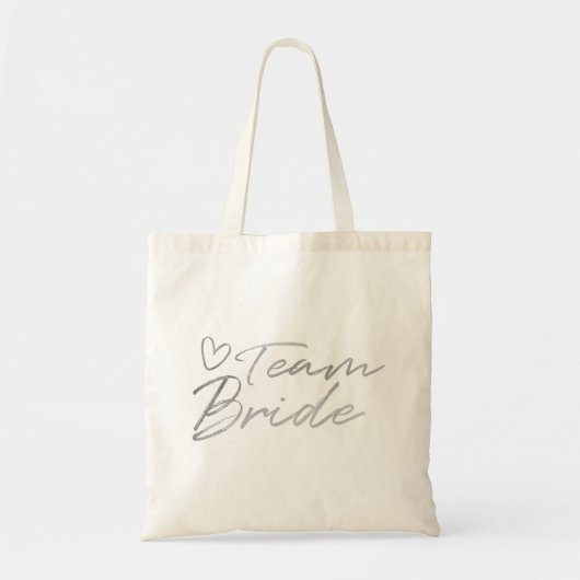 Team Bride - Silver faux canvas tas (Voorkant)
