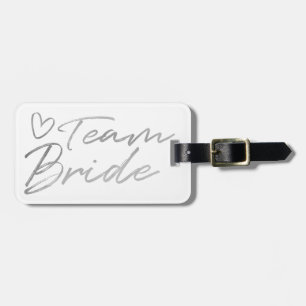Team Bride - Silver faux folie bagagelabel