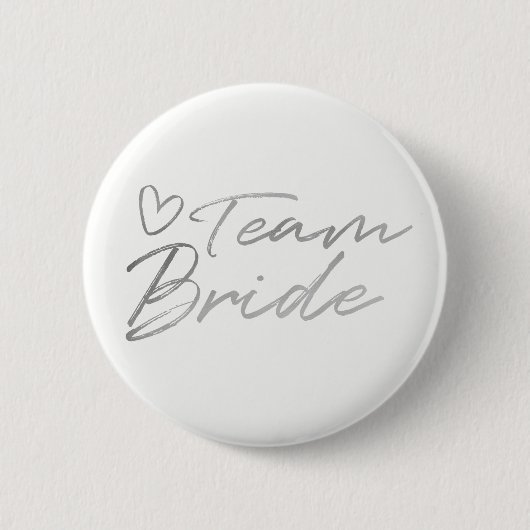 Team Bride - Silver faux folieknop Ronde Button 5,7 Cm (Voorkant)