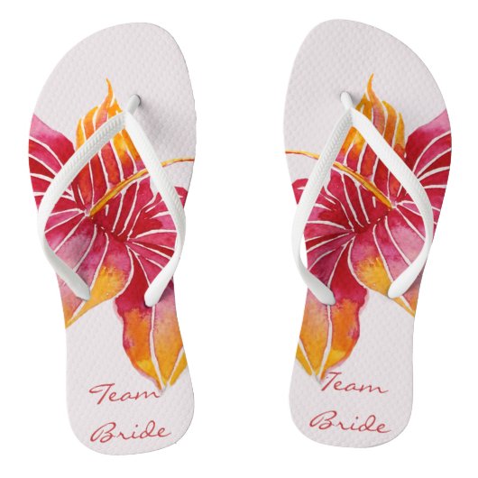 Team Bride | Teenslippers van Floral Hawaiian (Voetbed)