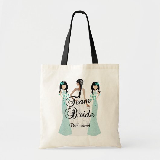 Team Bride | Weddenschap | Blauwgroen groen | DIY- Tote Bag (Voorkant)