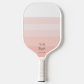 Team Bride Wedding Party Pink Stripe Persoonlijk Pickleball Paddle (Achterkant)