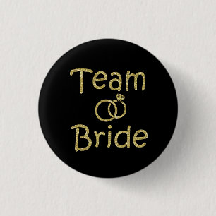 Team Bridesmaid Gold Glitter-toets Ronde Button 3,2 Cm