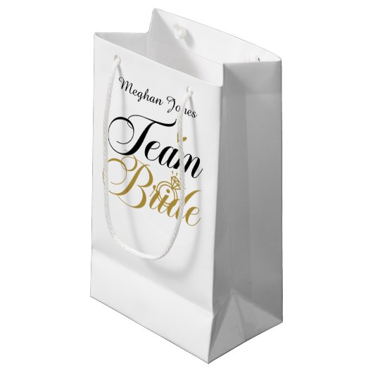 Team Brids aanpasbare bruiloft partij Klein Cadeauzakje (Voorkant Gekanteld)