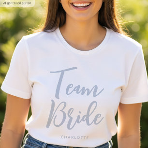 Team Bruid Aangepaste Naam Trouwen Stof Blauw T-shirt
