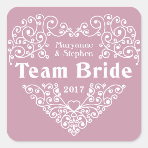 Team Bruid aangepaste namen & jaar bruiloft sticke Vierkante Sticker