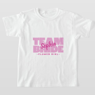 Team Bruid Bruids Party Naam Bloemenmeisje Roze T-shirt