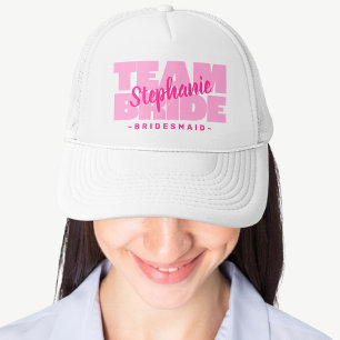 Team Bruid Bruidsmeisje Bruiloft Party Retro Pink Trucker Pet