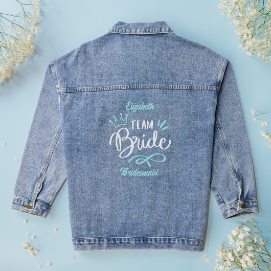 "Team bruid" bruidsmeisje gepersonaliseerd Denim Jacket