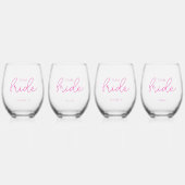 Team bruid bruiloft vrijgezelle wijnglas zonder voet (Voorkant)