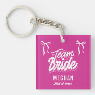 Team Bruid Coquette Boog Bruidsmeisje Gift Sleutelhanger