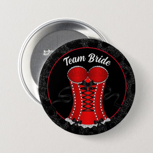 Team Bruid Flirterig Rode Lijfje Ronde Button 7,6 Cm (Voorkant /achterkant)