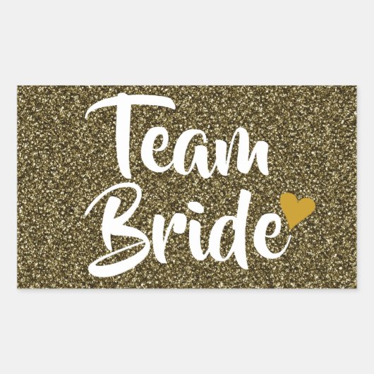 Team Bruid Goud Hart Glitter Rechthoekige Sticker (Voorkant)