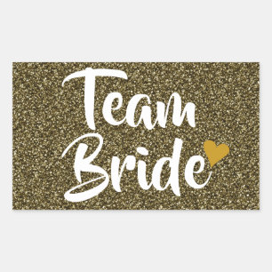 Team Bruid Gouden Hart Glitter Rechthoekige Sticker