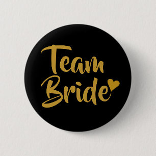 Team Bruid Gouden Hart Ronde Button 5,7 Cm