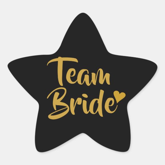 Team Bruid Gouden Hart Ster Sticker (Voorkant)