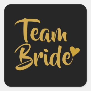 Team Bruid Gouden Hart Vierkante Sticker