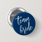 Team bruid Minimale Moderne Blauwe Bachelerotte Fe Ronde Button 5,7 Cm (Voorkant /achterkant)