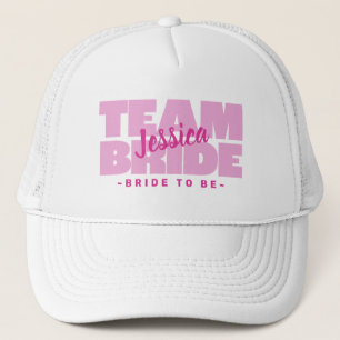 Team bruid om bruiloft vrijgezellenfeest roze trucker pet
