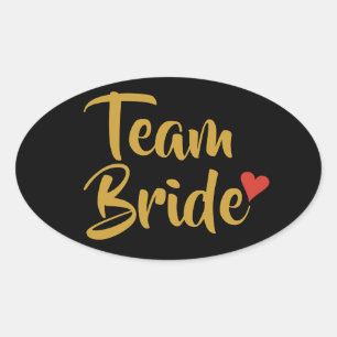 Team Bruid Rode Hart Ovale Sticker