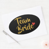 Team Bruid Rode Hart Ovale Sticker (Envelop)