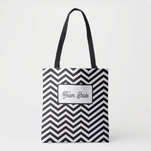 Team bruid tote tas op zwart & witte strepen
