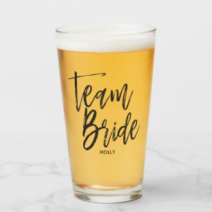 Team Bruid Zwarte Script Stijl Glas