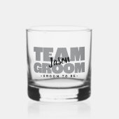 Team bruidegom te zijn trouwnaam zwart grijs douan whisky glas (Voorkant)