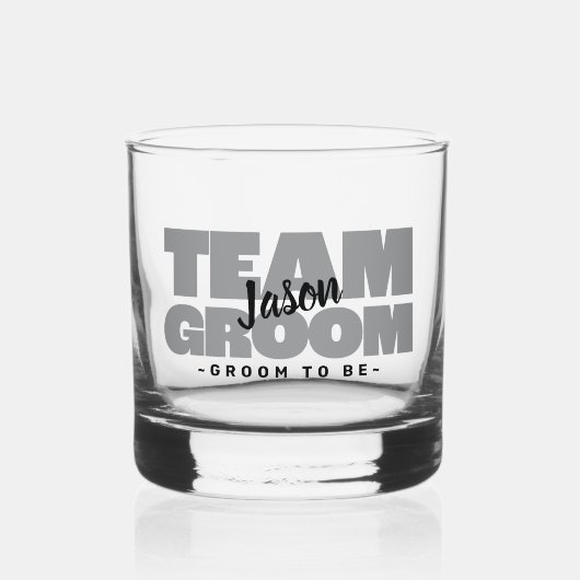 Team bruidegom te zijn trouwnaam zwart grijs douan whisky glas (Voorkant)