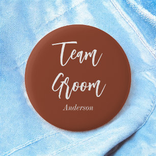 Team Bruidegom Verbrande Oranje Terracotta Ronde Button 5,7 Cm