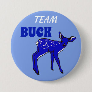 "Team Buck" Blauw geslacht onthullen Ronde Button 7,6 Cm