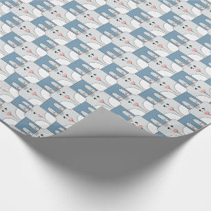 Team Bunny Face - Grijs en Blauw v2 Cadeaupapier