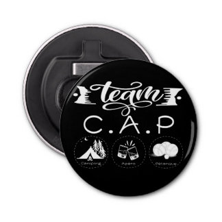Team C.A.P Camping Apero Pétanque Button Flesopener