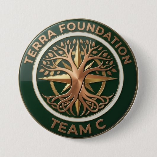 Team C – Terra Foundation Aardemblem Ronde Button 7,6 Cm (Voorkant)