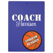 Team Coach Blauw en Wit Basketbal gepersonaliseerd Klembord (Achterkant)