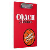 Team Coach Rood en Wit Basketbal gepersonaliseerd Klembord (Rechts)