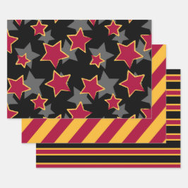Team Colors Maroon and Gold Geometric Design Set Inpakpapier Vel