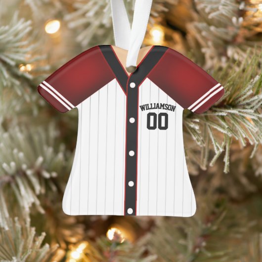 Team Colors Personalized Baseball Jersey Ornament (Boom)