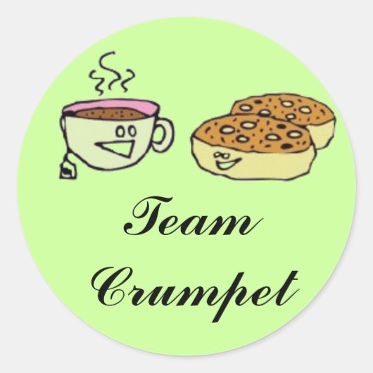 Team Crumpet Ronde Sticker (Voorkant)