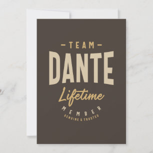 Team Dante Levenslang Lid Gepersonaliseerde Naam Kaart