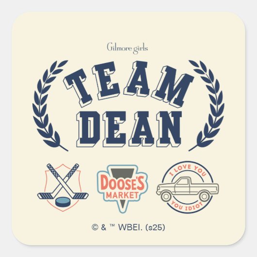 Team Dean Gilmore Girls Design Vierkante Sticker (Voorkant)